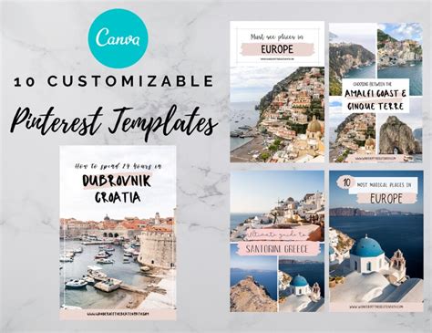 10 Pinterest Templates for Social Media Fully Editable in - Etsy