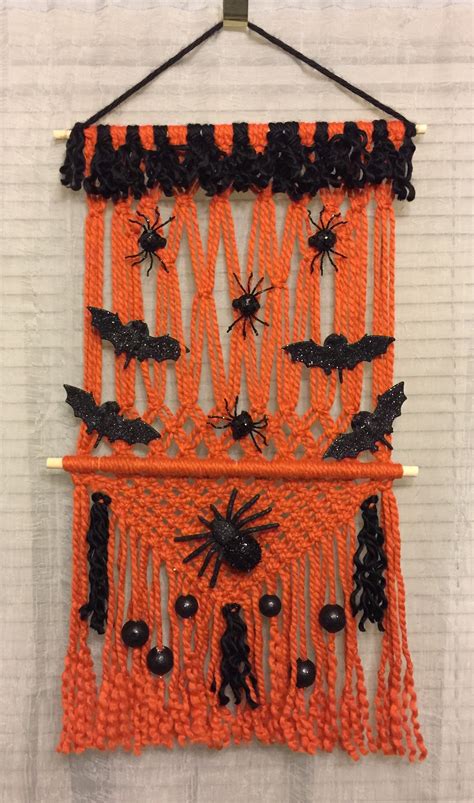 HALLOWEEN Macrame Wall Hanging 44, Halloween Macrame, acrylic & wool | sabko-gallery | Halloween ...