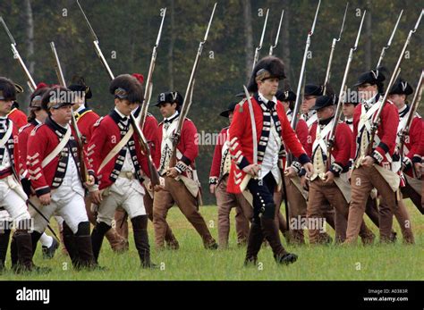 British army on the field in a reenactment of the surrender at Yorktown Virginia 1781. Digital ...