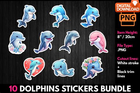 Cute Dolphin Stickers Bundle Graphic by MMShopArt · Creative Fabrica