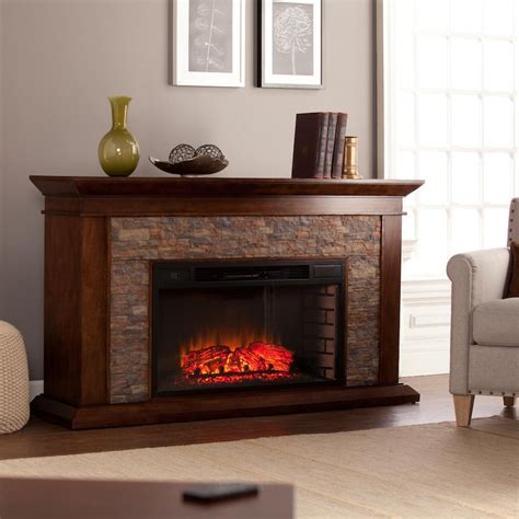 Southern Enterprises Canyon Heights 60-Inch Electric Fireplace Mantel Package - Whiskey Maple W ...