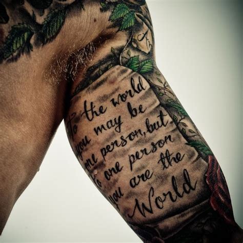 Inside arm quote | Arm tattoos for guys, Cool arm tattoos, Bicep tattoo