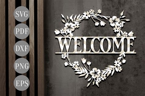 Welcome Wreath SVG, Papercut Template, House Cutting File DXF, PDF By Personal Epiphany ...