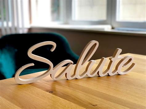 Cheers in Italian SALUTE Sign, 3D Lettering Wooden Script Cutout, Wood ...