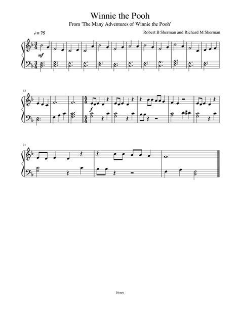 Winnie The Pooh Theme Tune (easy) Sheet music for Piano (Solo) | Musescore.com