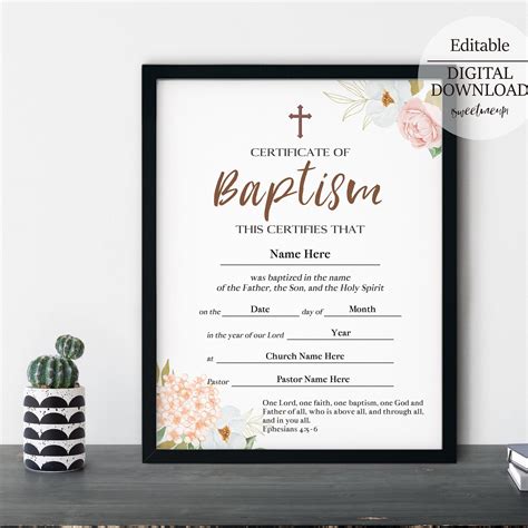 Baptism Certificate Printable, Baby Baptism Certificate, Girls Baptism ...