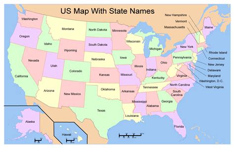 02 US Map Free Vector with State Names, in Adobe Illustrator and PDF