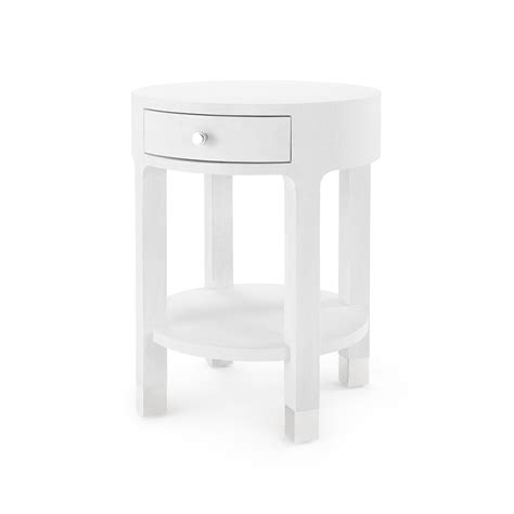 Bungalow 5 Dakota 1-Drawer Round Side Table in White Lacquered Linen | Round side table, White ...