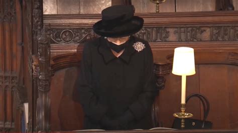 Queen Elizabeth Seated Alone At Prince Philip's Funeral