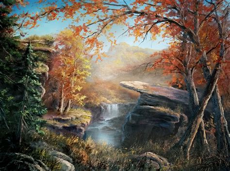 "Autumn Cliffs" Oil Painting by Kevin Hill Watch short oil painting lessons on YouTube ...