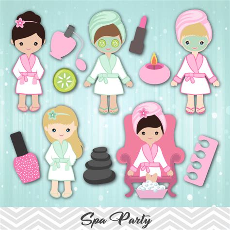 Spa Girls Digital Clip Art, Girls Spa Party Clipart, 00182 – Tracy ...