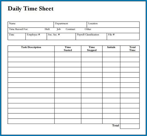 √ Free Printable Timesheet Template PDF