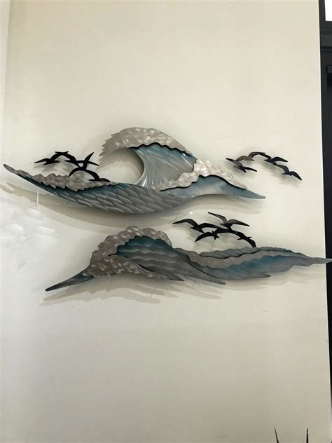 Ocean Waves with Seagulls Metal Wall Art MM157