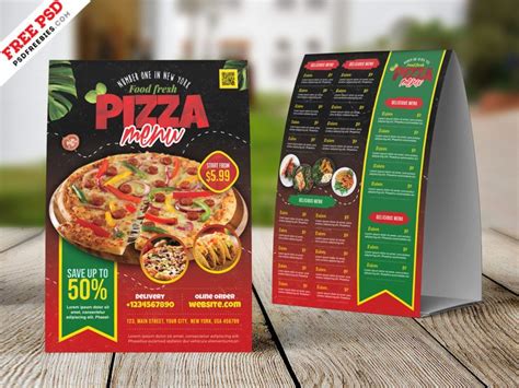 Designer Food Menu Tent Card PSD Template | PSDFreebies.com