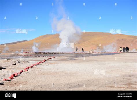 Landscape of geysers and mountains in Atacama desert Chile Stock Photo ...