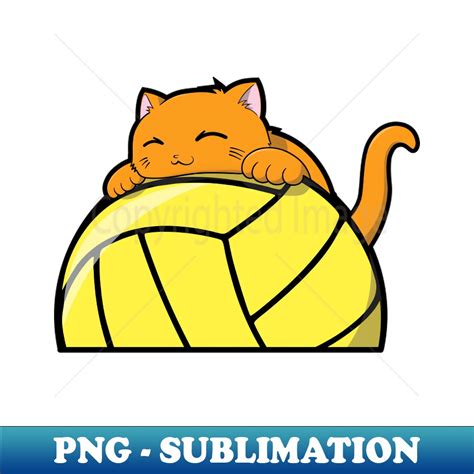Cute Cat Hugging A Volleyball - PNG Transparent Digital Down - Inspire ...