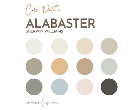 Alabaster Paint Color Palette Sherwin Williams Interior - Etsy | Paint color palettes, Color ...