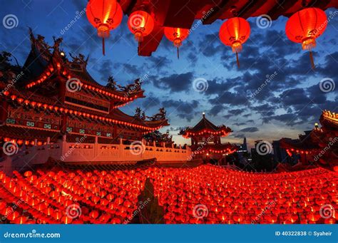 Night View of Thean Hou Temple Editorial Stock Photo - Image of background, blue: 40322838