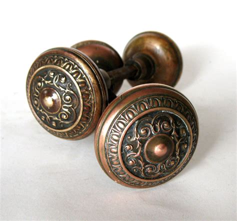 Antique Door Knobs Set of Copper Door Knobs by RiverHouseDesigns