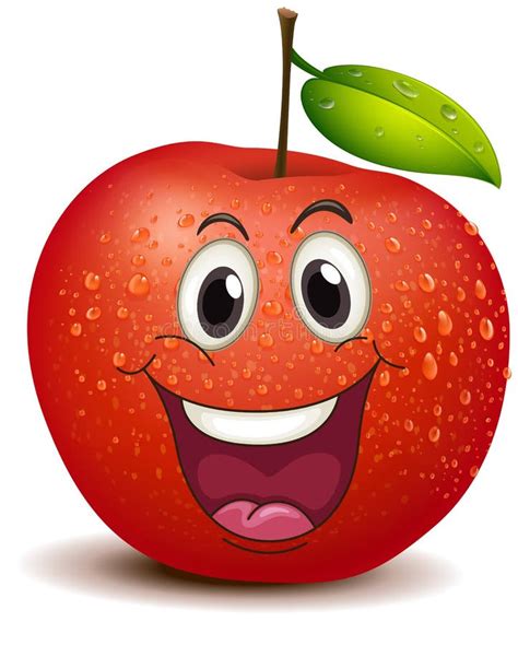 Smiling Apple Cartoon Figure Stock Illustration - Illustration of ...