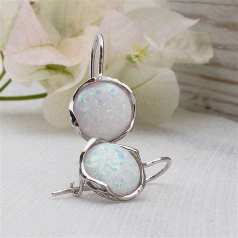 White Opal Earrings, White Gold Earrings, Opal Jewelry, Bridal Earrings, Gemstone Earrings ...