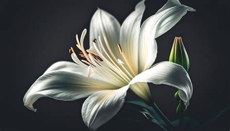 Free Photo | Lily flower on a dark background generative Al