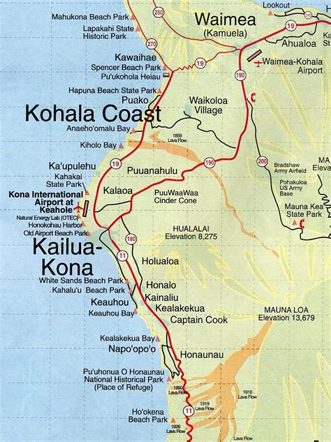 Image: Map of Kona Coast, Hawaii | Kona coast, Kona hawaii, Big island ...