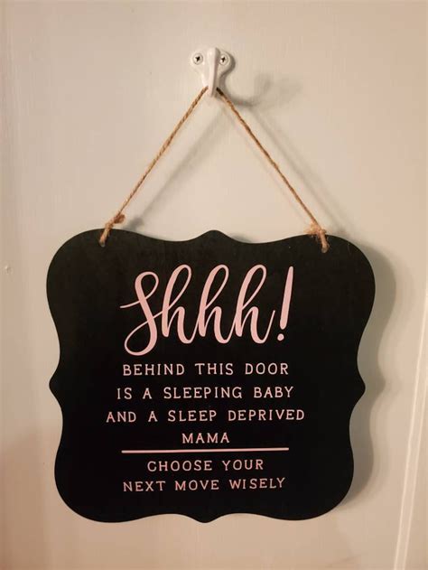 Shhh Baby Sleeping Sign Cute Baby Sign Hanging Sleeping Baby | Etsy