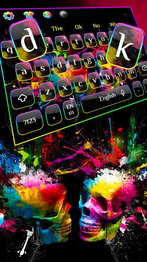 Glossy Colorful Skull Keyboard Theme - World of Mobile Apps