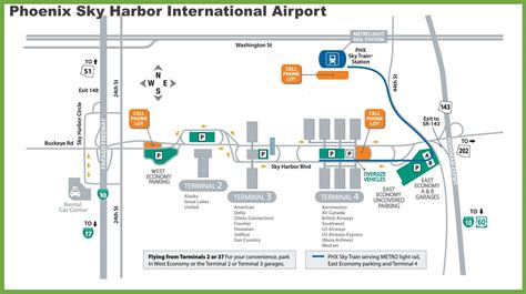 Phx airport map - Map of Phoenix airport (Arizona - USA)