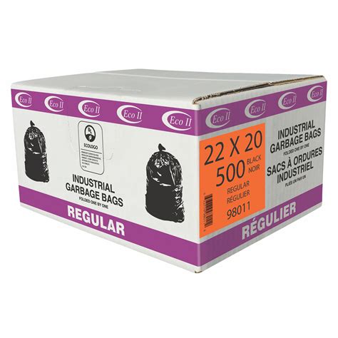 Eco II Manufacturing Inc. Black Industrial Garbage Bags, Regular, 22" x ...