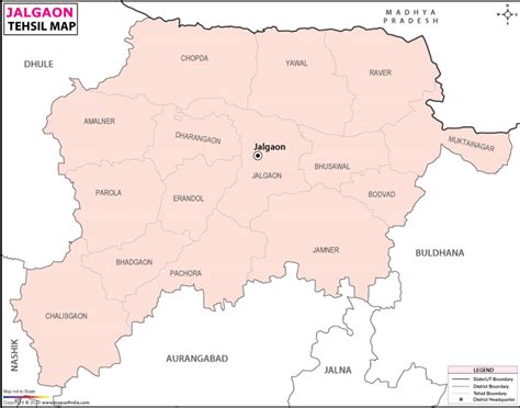 Jalgaon Tehsil Map, Talukas in Jalgaon