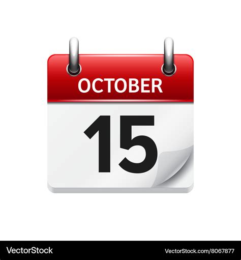 October 15 flat daily calendar icon Date Vector Image