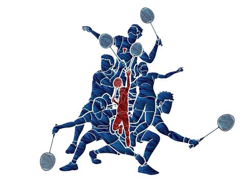 Group of Badminton Players Action 2004836 Vector Art at Vecteezy