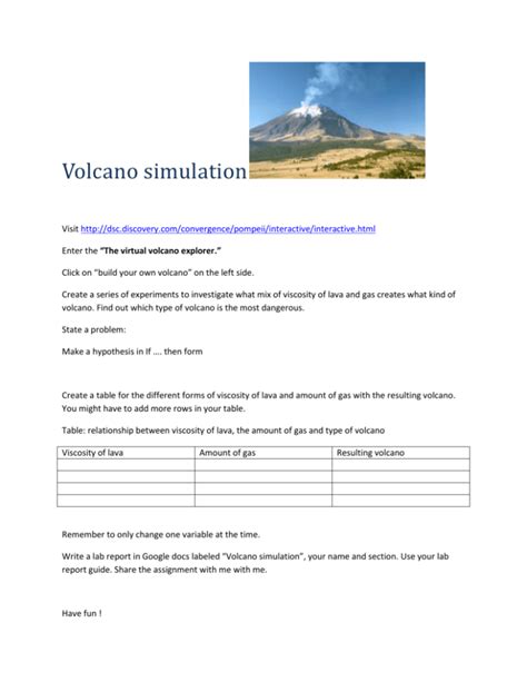 Volcano simulation