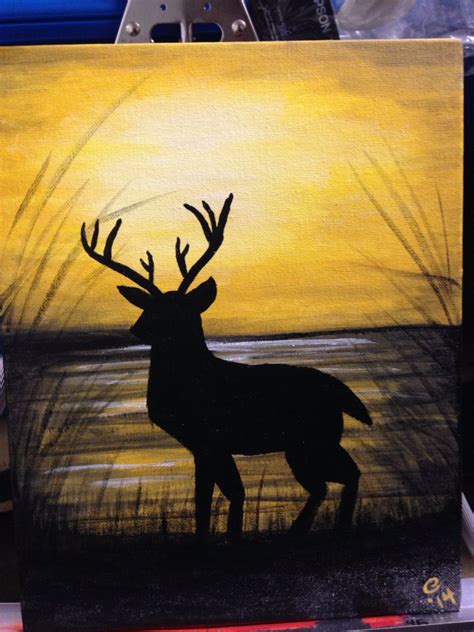 Deer painting in acrylic looks almost as good as my inspiration picture ...