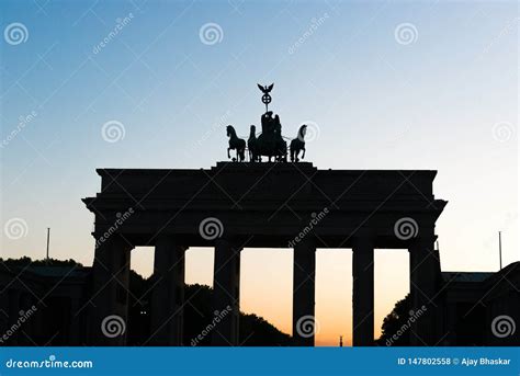 Silhouette of Brandenburg Gate in Berlin, Germany Stock Photo - Image of backlit, capital: 147802558