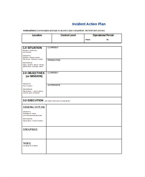 Incident Action Plan Template Word