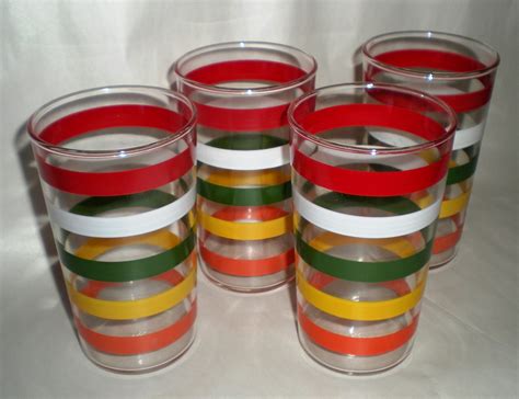 Vintage Striped Drinking Glasses 1940's by MyHeirloomCharms