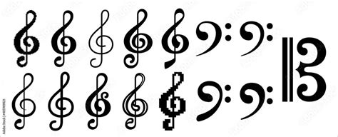 Vecteur Stock Music note icon set. Treble clef, bass clef, alto clef ...