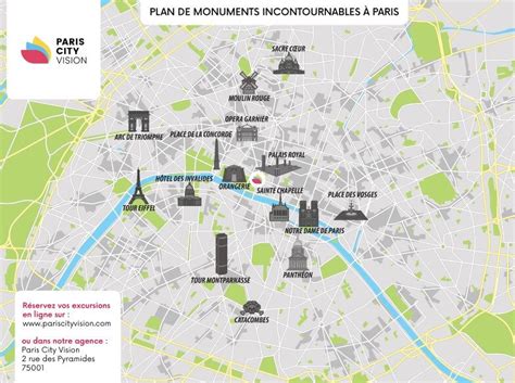 Carte des monuments de Paris » Voyage - Carte - Plan