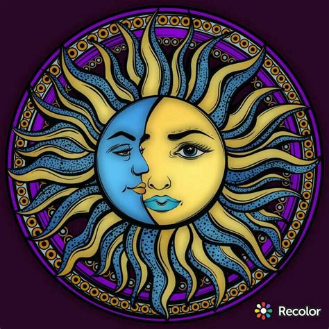 De zon en maan Moon Circle, Sun Moon Stars, Sun And Stars, Moon Moon, Mandala Hippie, Hippie Art ...