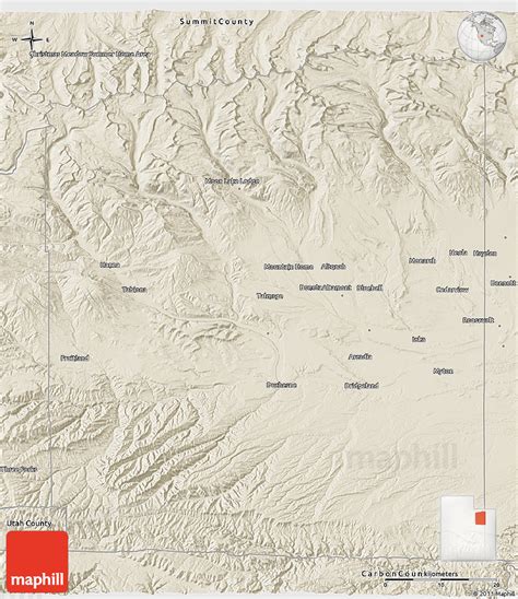 Shaded Relief 3D Map of Duchesne County