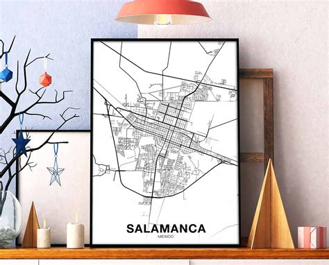 SALAMANCA Mexico map poster Hometown City Print Modern Home Decor Office Decoration Wall Art ...