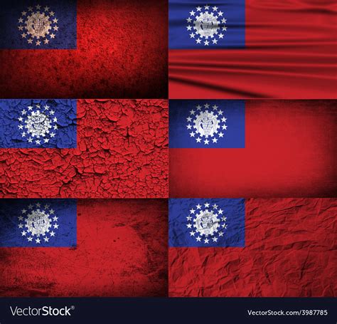 Flag of myanmar burma with old texture Royalty Free Vector