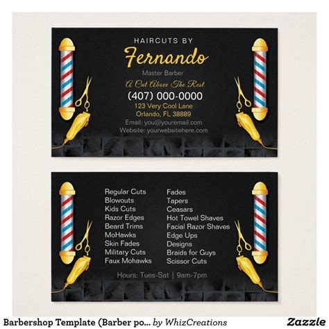 Barbershop Template (Barber pole and clippers) Business Card | Zazzle ...