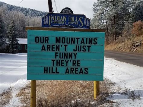 Indian Hills Community Center puts up 30 funny road signs using clever ...