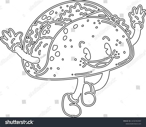 Vector Cute Cartoon Taco Black White Stock Vector (Royalty Free) 2232761947 | Shutterstock