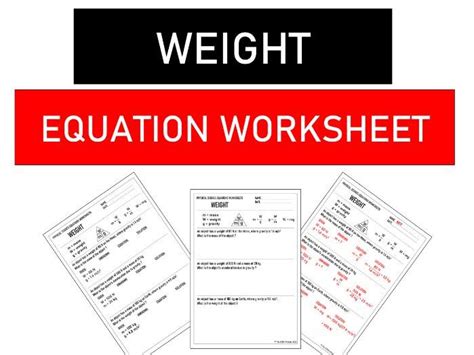 Weight Equation Worksheet | Teaching Resources