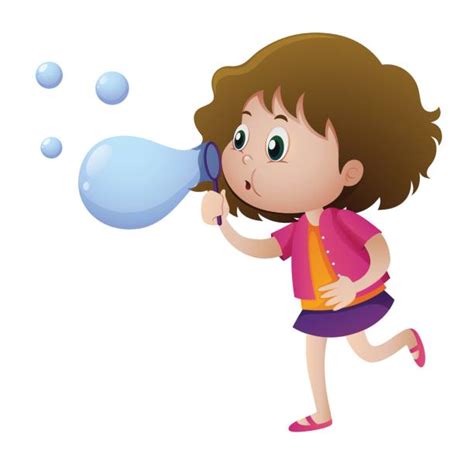 Royalty Free Clip Art Of A Girl Blowing A Bubble Clip Art, Vector Images & Illustrations - iStock